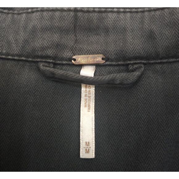 Free People Embellished Black Military Utilitarian Shirt Jacket Eagle Size M - Picture 14 of 15